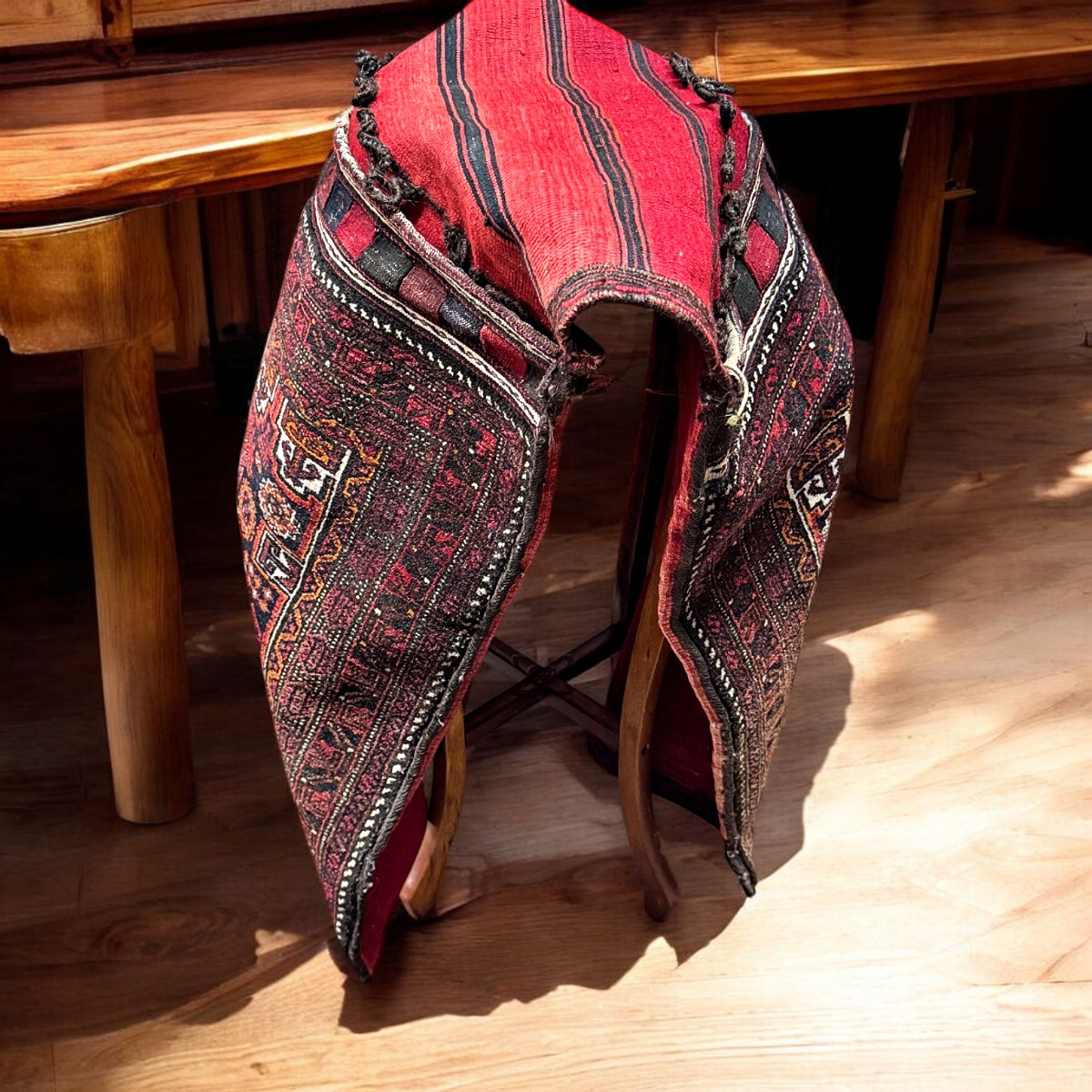 Antique Baluch Tribal Saddlebag (Khorjin) - Hand-Knotted Wool with Traditional Geometric Motifs